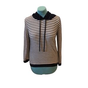 Motive - White and Navy Striped Hoodie - Size Large